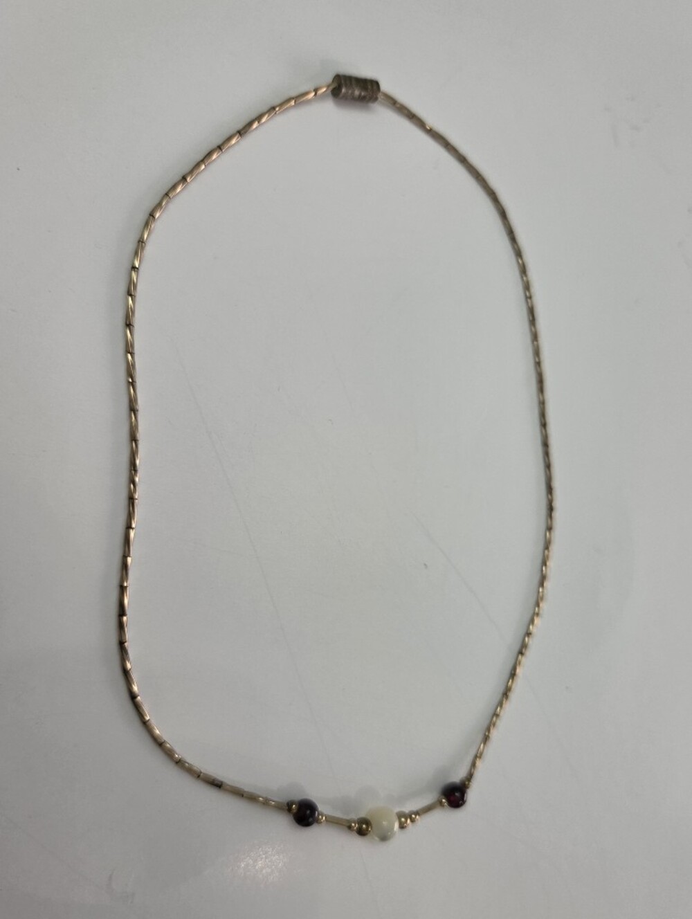 Gold-Tone Beaded Choker Necklace with Garnet and Pearl Accents